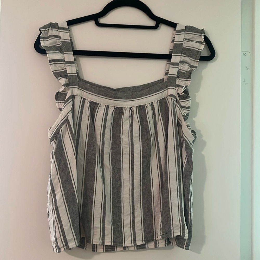 LOFT green stipe shirt
